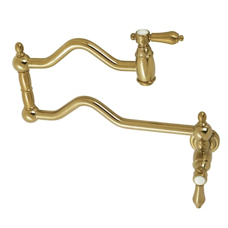 Kingston Brass KS2107BAL Heirloom Wall Mount Pot Filler, Brushed Brass KS2107BAL